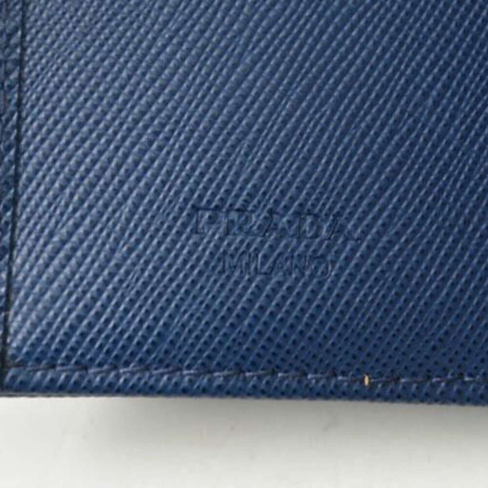 Prada Card Case Business Card Holder Saffiano Metal Bluette Blue 1 M0945 - Picture 4 of 7